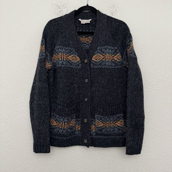 Royal Robbins Sweater Womens Large Wool Blend Cardigan Standard Fit Boho Aztec - Picture 9 of 9